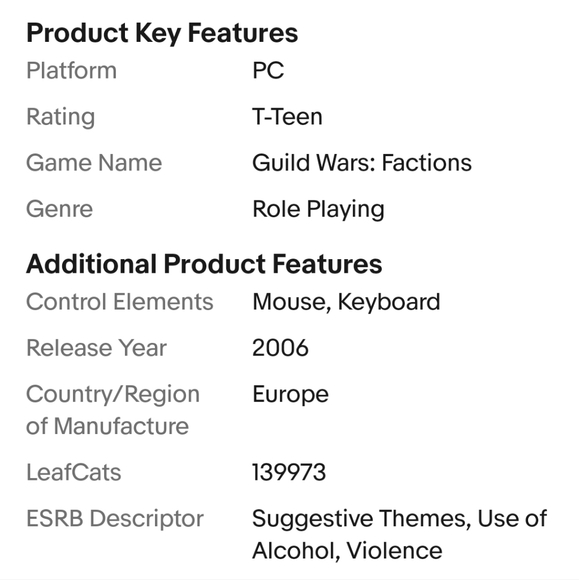 GUILD WARS - FACTIONS - 2006 PC CD-ROM Box Video Game Set - Picture 4 of 4